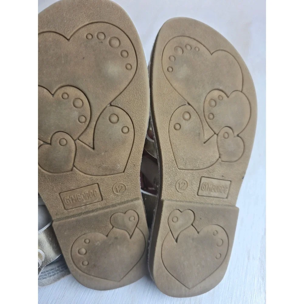 Gymboree Girls Gold Metallic Glitter Strappy Sandals Size 12 Boho Classic Summer